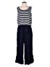 Talbots 100% Rayon Stripes Blue Overalls Size 12 - photo 1