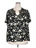 Rose + Olive 100% Polyester Black Short Sleeve Blouse Size 2X - photo 1
