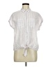 Lola River Stripes White Short Sleeve Blouse Size M - photo 1