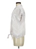 Lola River Stripes White Short Sleeve Blouse Size M - photo 5
