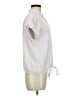 Lola River Stripes White Short Sleeve Blouse Size M - photo 4