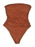 Shade & Shore Solid Brown One Piece Swimsuit Size M - photo 1
