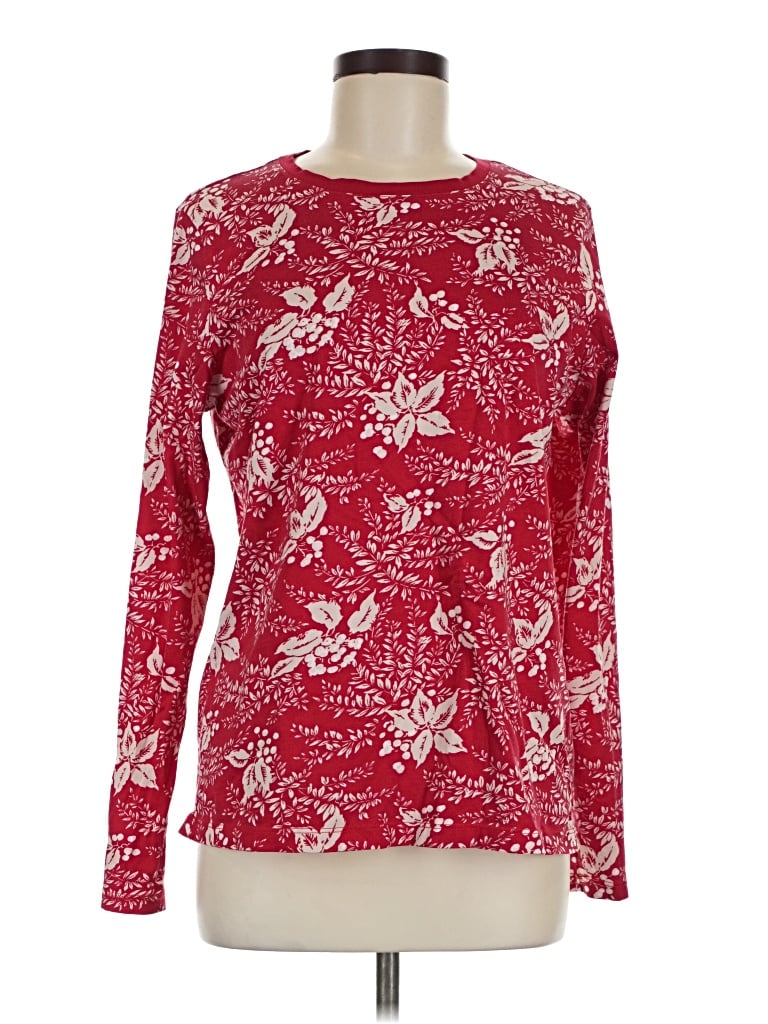 Pre-owned Lands' End Long Sleeve T-shirt In Red