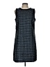 Ann Taylor 100% Polyester Houndstooth Blue Casual Dress Size 10 - photo 1