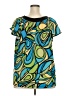 Apt. 9 Color Block Multi Color Teal Short Sleeve Blouse Size 2X - photo 2