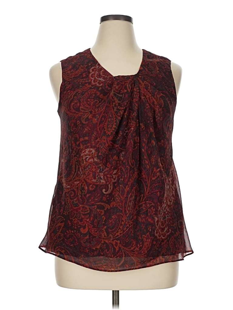 Pre-owned Coldwater Creek Sleeveless Blouse In Burgundy