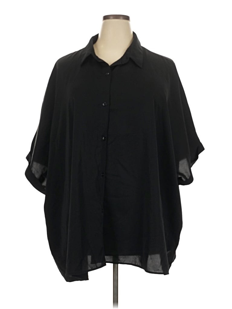 Pre-owned Emery Rose Short Sleeve Blouse In Black