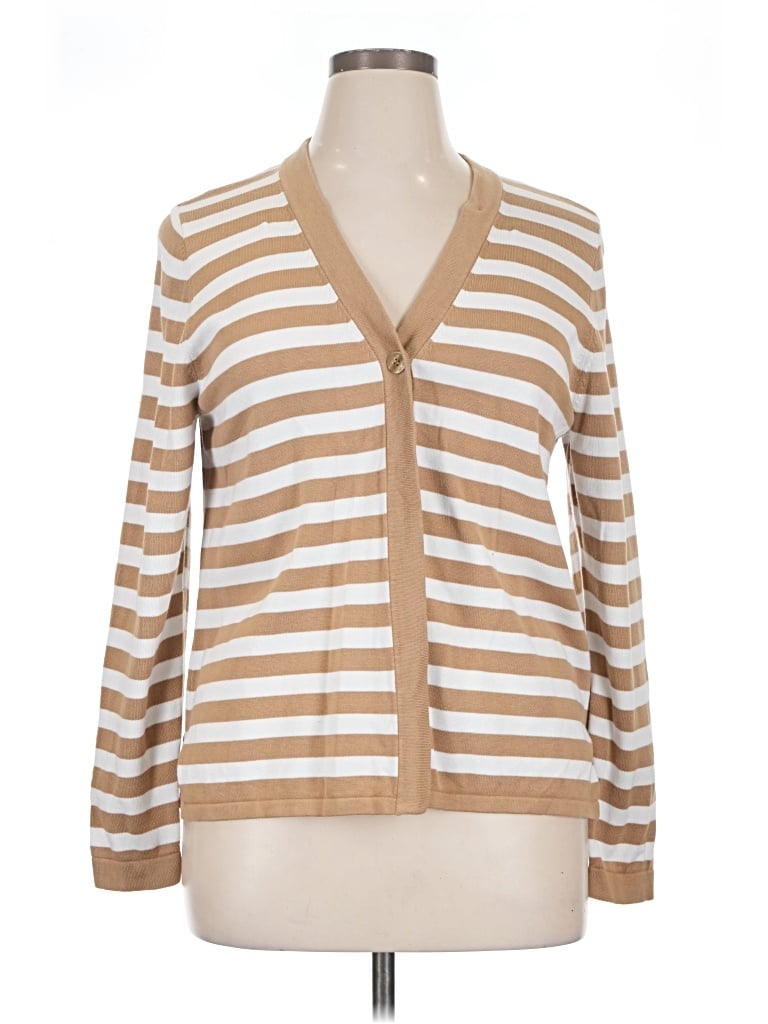 Pre-owned Isaac Mizrahi Live Cardigan Sweater In Tan