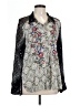 Weatherproof 100% Rayon Paisley Gray Ivory Long Sleeve Blouse Size L - photo 1