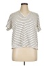 Eileen Fisher Stripes Black Ivory Short Sleeve Henley Size XL - photo 1