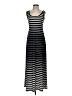 Connected Apparel Stripes Black Casual Dress Size 4 Petite - photo 1