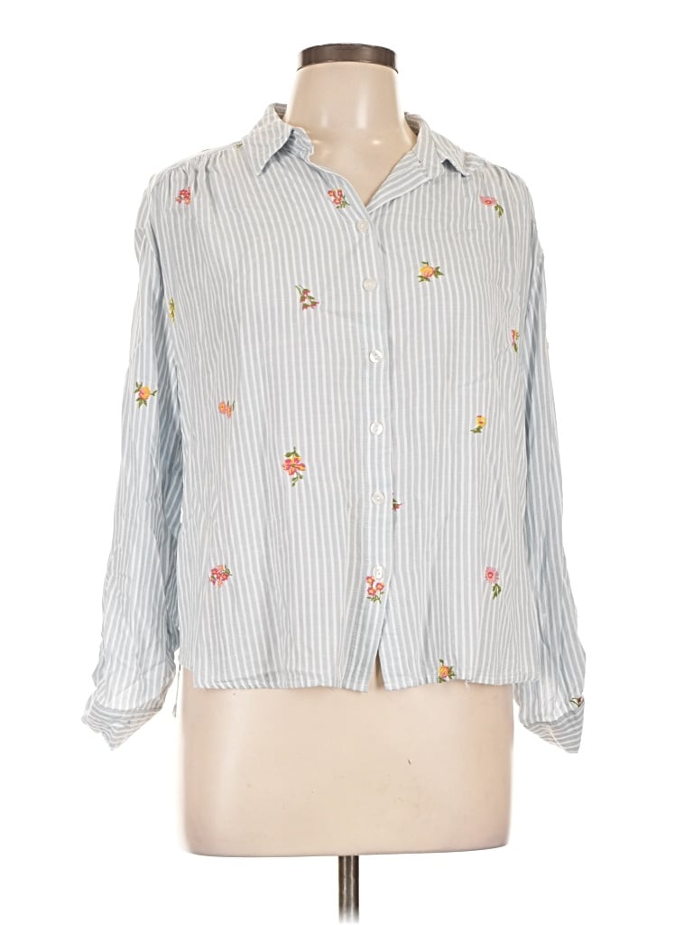Pre-owned Jane And Delancey Long Sleeve Blouse In Gray
