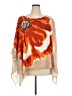 Chico's 100% Polyester Floral Orange Poncho Size XXL (4) - photo 1
