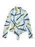 iris Print Blue Long Sleeve Blouse Size S - photo 2