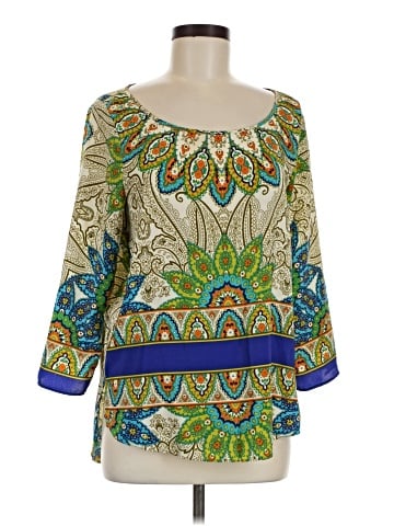 Aqua 3/4 Sleeve Blouse (view 1)