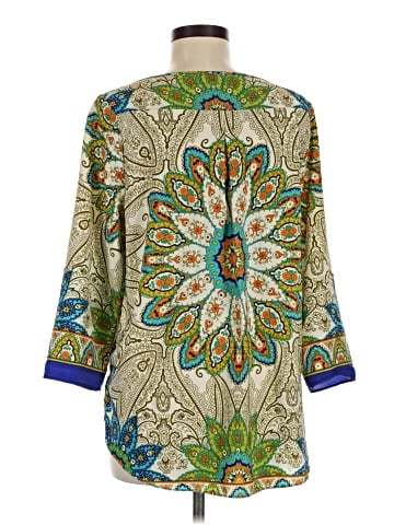 Aqua 3/4 Sleeve Blouse (view 2)
