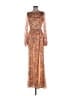 Mac Duggal 100% Polyester Paisley Brown Cocktail Dress Size 2 - photo 1