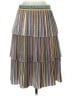 Mary Katrantzou 100% Polyester Stripes Silver Casual Skirt Size 6 - photo 1
