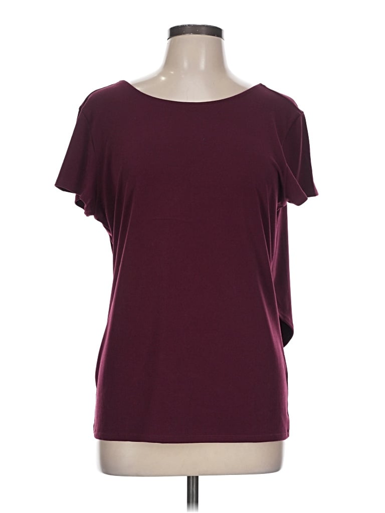 Pre-owned Express Short Sleeve Top Burgundy One Shoulder Neckline Tops