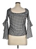 Express Houndstooth Gray Black 3/4 Sleeve Blouse Size M - photo 2