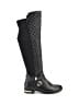 Shoedazzle Checkered-gingham Color Block Solid Black Boots Size 7 1/2 - photo 1