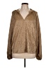 Ann Taylor LOFT 100% Polyester Metallic Gold Long Sleeve Blouse Size L - photo 1