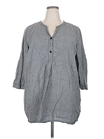 Ellos 3/4 Sleeve Button-Down Shirt (view 1)