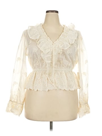 Aqua Long Sleeve Blouse (view 1)