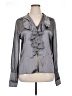 St. John Silver Gray Long Sleeve Silk Top Size 14 - photo 1
