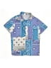 Unbranded Paisley Blue Short Sleeve Button-Down Shirt Size 11 - 12 - photo 1