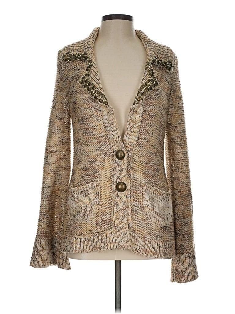 Pre-owned Bcbgmaxazria Cardigan Sweater In Gold