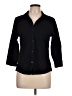 Talbots 100% Cotton Black 3/4 Sleeve Button-Down Shirt Size L - photo 1