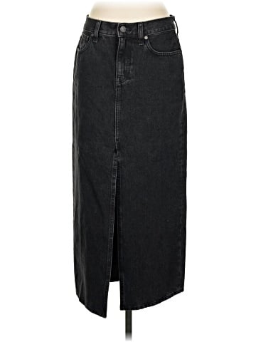 Madewell Denim Mid-Rise Maxi Skirt in Lunar Wash - front