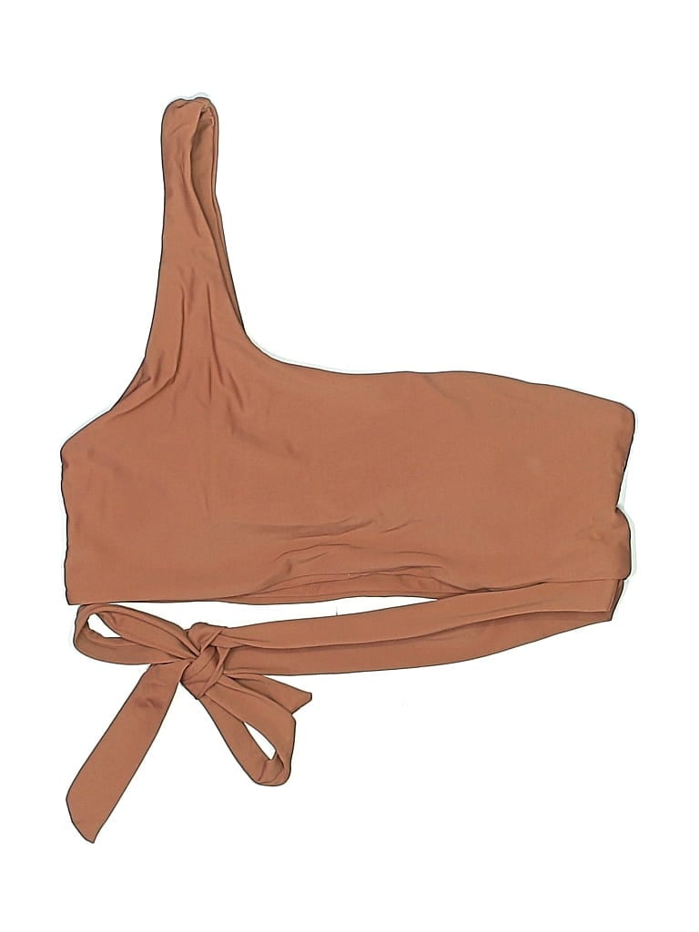 Pre-owned Unbranded Swimsuit Top Tan Solid Pattern Swimwear