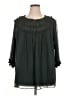 Rose + Olive 100% Polyester Green 3/4 Sleeve Blouse Size 1X - photo 1