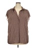 Max Studio 100% Polyester Chevron-herringbone Brown Short Sleeve Blouse Size XXL (estimated) - photo 1