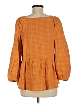 Madewell Lightspun Millbrook Puff-Sleeve Peplum Top in Windowpane (view 2)