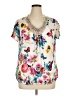 Elementz Floral Ivory Short Sleeve Blouse Size XL - photo 1