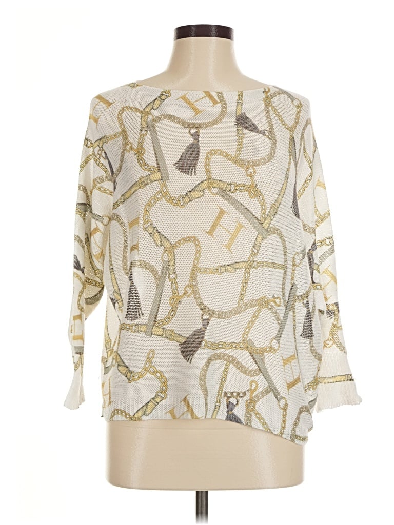 Pre-owned Gigi Moda 3/4 Sleeve T-shirt In Ivory