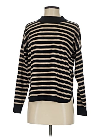 Madewell Mockneck Boxy Pullover Sweater in Stripe (view 1)