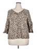Cream & Sugar Animal Print Ivory 3/4 Sleeve Blouse Size XXL (estimated) - photo 1