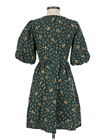 Madewell Poplin V-Neck Bubble-Sleeve Mini Dress in Fresh Sprigs (view 2)