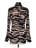 Bebe Animal Print Black Brown Long Sleeve Silk Top Size S - photo 2