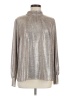 Skies Are Blue Metallic Silver Long Sleeve Blouse Size M - photo 1