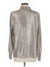 Skies Are Blue Metallic Silver Long Sleeve Blouse Size M - photo 2