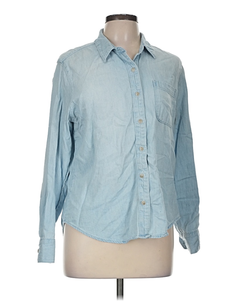 Pre-owned Universal Thread Long Sleeve Button Down Shirt In Blue