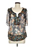 Zara Basic Floral Blue Gray 3/4 Sleeve Blouse Size M - photo 1