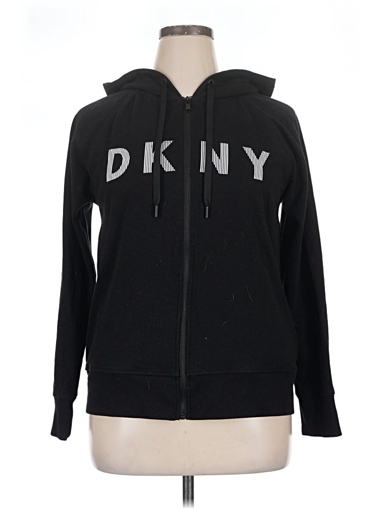 Pre-owned Dkny Sport Zip Up Hoodie In Black
