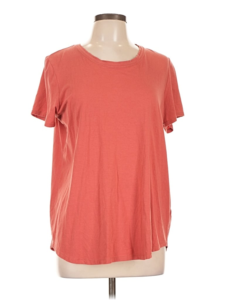 Pre-owned Coldwater Creek Short Sleeve Top Orange Scoop Neck Tops