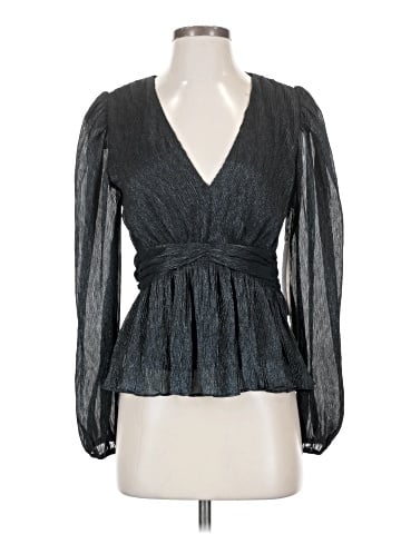 Aqua Long Sleeve Blouse (view 1)